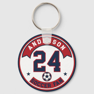 Voetbalfan Naam & Spelernummer Badge Sleutelhanger