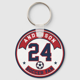 Voetbalfan Naam & Spelernummer Badge Sleutelhanger