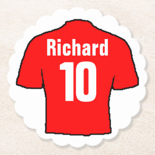 Voetbalfan shirt om te personaliseren. kartonnen onderzetters