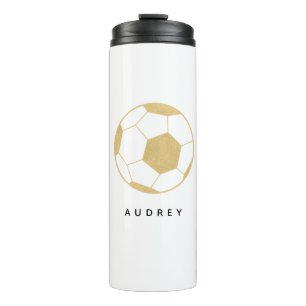Voetbalfeest Sport Custom Naam Gold Water Bottle Thermosbeker