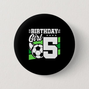 Voetbalfeestje 5 jaar meisje verjaardag ronde button 5,7 cm