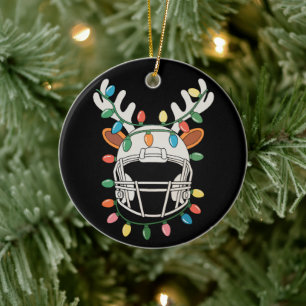 Voetbalhelm Kerstverlichting Rendier Kerstmis Keramisch Ornament