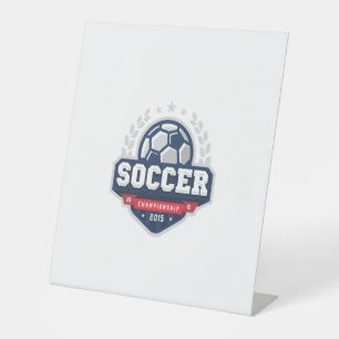voetbalkampioenschap reclamebord met voetstuk