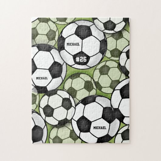 Voetballen Black & White Boy Kinder Name Number Legpuzzel (Verticaal)