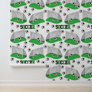 Voetballen en Net Text Art Sportpatroon Behang