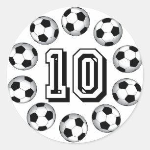 VOETBALLEN EN NUMMER 10 RONDE STICKER