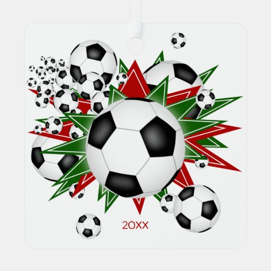 voetballen groene sterren jongens sport metalen ornament (Achterkant)