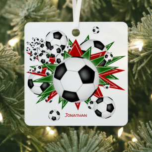 voetballen groene sterren jongens sport metalen ornament