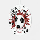 voetballen maroon sterren metalen ornament (Voorkant links)