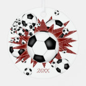 voetballen maroon sterren metalen ornament (Achterkant)