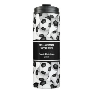 voetballen Patroon Coach Gift W Aangepaste Naam Thermosbeker