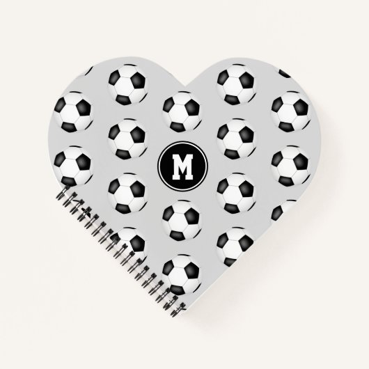 voetballen patroon monogrammed notitieboek (Voorkant)