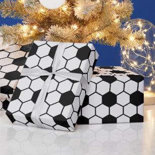 Voetballen Zwart-wit Custom Cadeaupapier