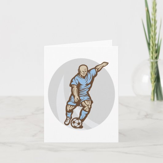 Voetballer Illustratie Retro Football Kaart (Voorkant)