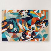 Voetballer kubist legpuzzel (Horizontaal)