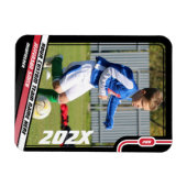 Voetballer Trading Kaart in Zwart Rood Magneet (Horizontaal)