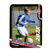 Voetballer Trading Kaart in Zwart Rood Magneet (Verticaal)
