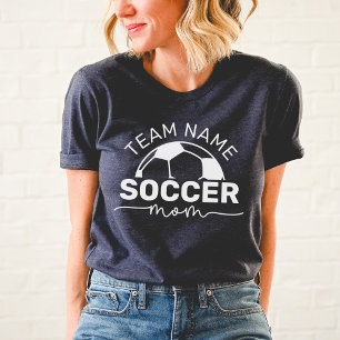 Voetbalmoeder aangepaste teamnaam nummer marinebla Tri-Blend shirt