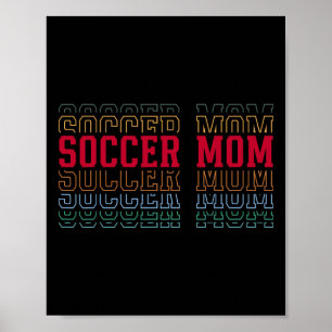 Voetbalmoeder Grappige Gelaagde Tekst Moeder Mama Poster