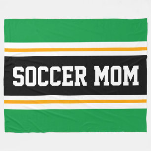 VOETBALMOEDER Pret Groen Zwart Oranje Racing Strep Fleece Deken