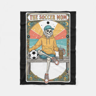 Voetbalmoeder Tarotkaart Skeletkoffie Byll Zijlijn Fleece Deken
