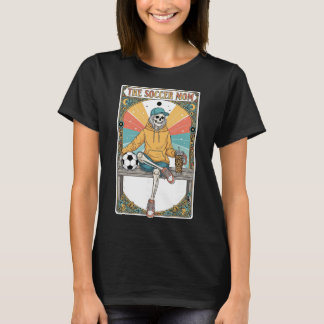 Voetbalmoeder Tarotkaart Skeletkoffie Byll Zijlijn T-shirt