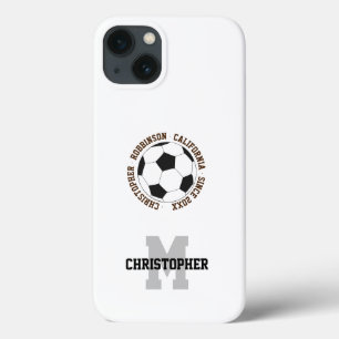 Voetbalnaam initiaal gepersonaliseerde tekst iPhone 13 hoesje