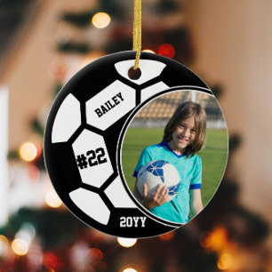 Voetbalnaam Jersey Nummer Foto Keepsake Keramisch Ornament
