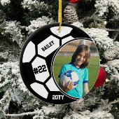 Voetbalnaam Jersey Nummer Foto Keepsake Keramisch Ornament