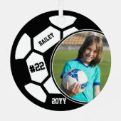 Voetbalnaam Jersey Nummer Foto Keepsake Metalen Ornament (Achterkant)