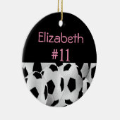 Voetbalnummer roze keramisch ornament (Rechts)