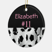 Voetbalnummer roze keramisch ornament (Links)