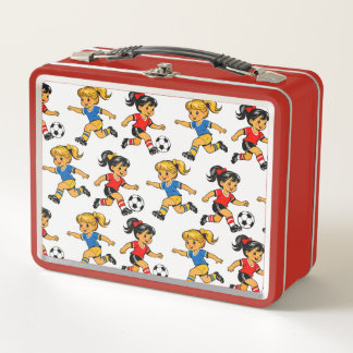 Voetbalpatroon metalen lunchbox