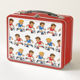 Voetbalpatroon metalen lunchbox