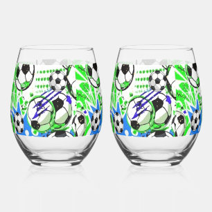 voetbalpatroonstijl wijnglas zonder voet