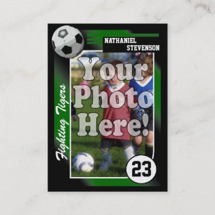 Voetbalruilkaart, groene grote visitekaartje forma