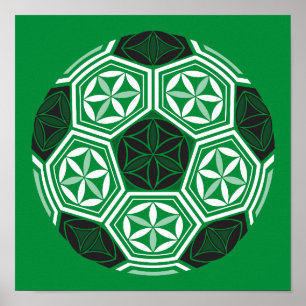 voetbalsacrale geometrie groen poster