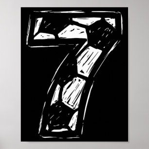 Voetbalshirt Nummer 7 Geschetst Voetbal Byll Stijl Poster