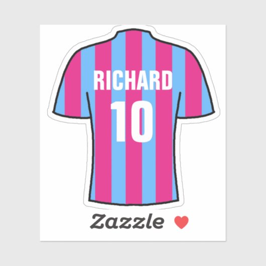Voetbalshirt ontwerp in Claret en blauw. Sticker (Vel)