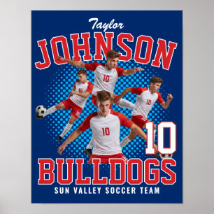 Voetbalspeler Aangepaste Foto Retro Bootleg Rood Poster