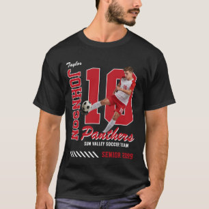 Voetbalspeler Aangepaste Foto Rugnummer Rood T-shirt