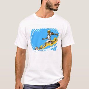 Voetbalspeler die een voetbal schopt t-shirt