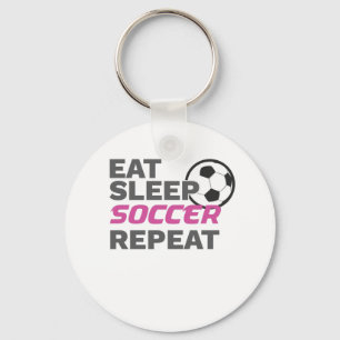 Voetbalspeler Eat Sleep Voetbal Herhalen Voetbal Sleutelhanger