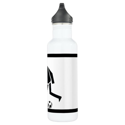 Voetbalspeler en bal op maat waterfles (Rechts)