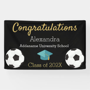 Voetbalspeler felicitatie afstuderen banner. bann spandoek