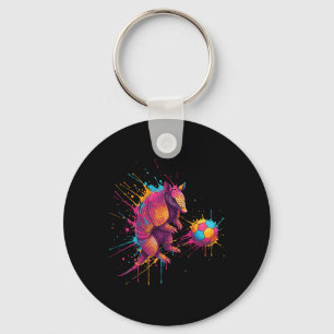 Voetbalspeler Gordeldier Kunst Verfspatten  Sleutelhanger