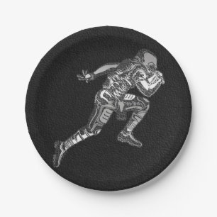 Voetbalspeler Hardlopende Quarterback Zwart Zilver Papieren Bordje