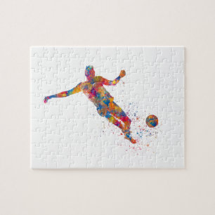 Voetbalspeler in waterverf legpuzzel