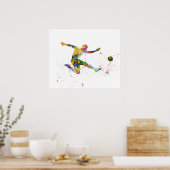 Voetbalspeler in waterverf poster (Keuken)