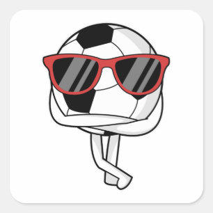Voetbalspeler met zonnebril op Voetbal Vierkante Sticker